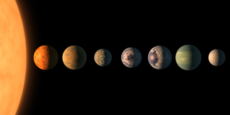 This+is+a+NASA+artist%27s+conception+of+the+planets.+According+to+NASA%27s+website%2C+three+of+the+planets+are+in+an+area+where+water+may+exist.